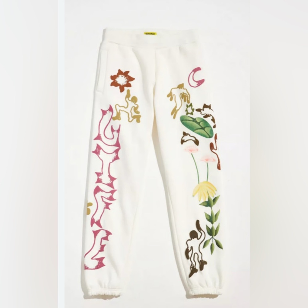 NWOT Urban Outfitters White Floral Track Pants - Picture 3 of 11